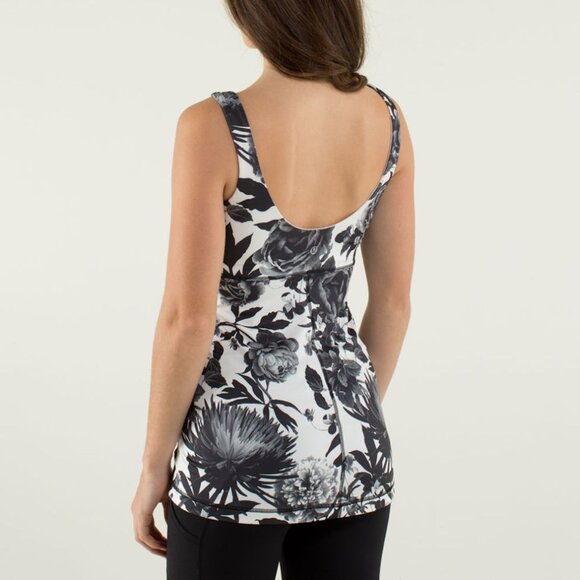 Lululemon Aria Tank II Brisk Bloom Black White/White Size 8 - Picture 12 of 13